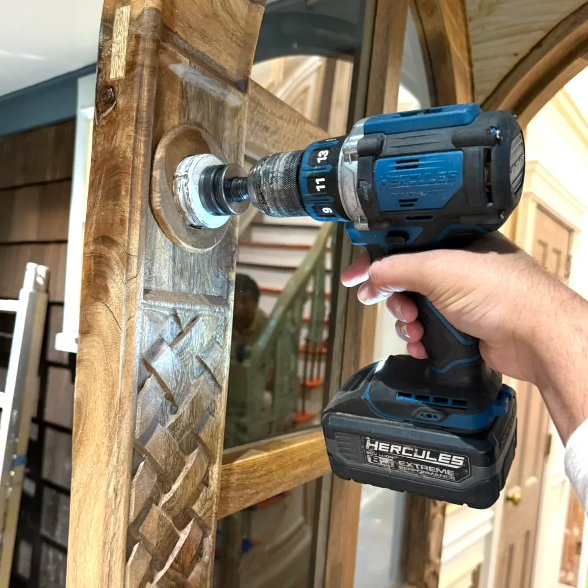 Fresh deadbolt installation on a premium mango wood front door on the Upper West Side by Aura Locksmith
